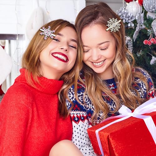 Image of 6 PCS Christmas Snowflake Hair Clips for Women Sparkly Rhinestone Snowflake Hairpin Barrette Holiday Wedding Bridal Hairstyle Salon Christmas Holiday Party Hair Accessory Gifts (Snowflake)