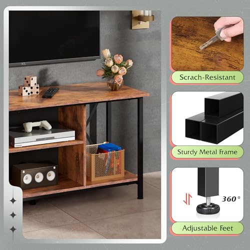 WLIVE Industrial TV Stand for up to 45 inch TV, Heavy-Duty Metal Frame Entertainment Center, Compact Media Console with Adjustable Shelf & Cable Management for Small Spaces, Living Room, Rustic Brown by WLIVE - Used condition - Image 6