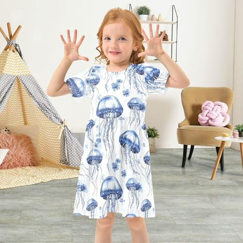 KLL Girls Summer Dresses Short Sleeve Soft Casual Birthday Party for Toddler Girls4