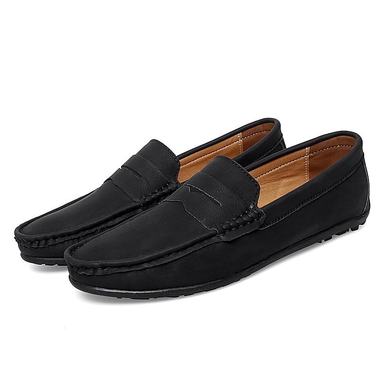 Men's Loafers Shoes Simple Round Toe Vegan Leather Penny Loafers Anti-Slip Lightweight Comfortable Classic Casual Slip-on(Black,10 M US)4