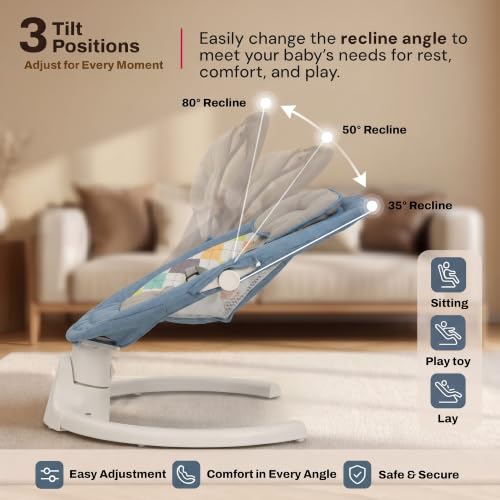 Image of Baybee Lullabies Electric Baby Cradle and Swing | Baby Swing Jhula with Adjustable Swings Speed & Recline | Rocker for Babies with Mosquito Net, Safety Belt & Music Cradle for New Born Baby (Blue)