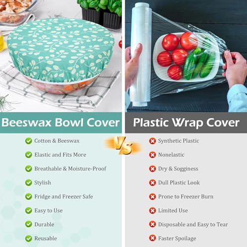 5Pcs Reusable Beeswax Elastic Bowl Covers for Bread Proofing and Food Cover - image 7