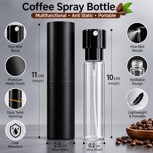 Image of Street27 Coffee Bean Spray Bottle for Espresso & Coffee Grinding | Fine Mist Anti Static Water Sprayer 9.5ml Aluminum Espresso Spray Bottle for Coffee Beans, Grinder & Barista Accessories