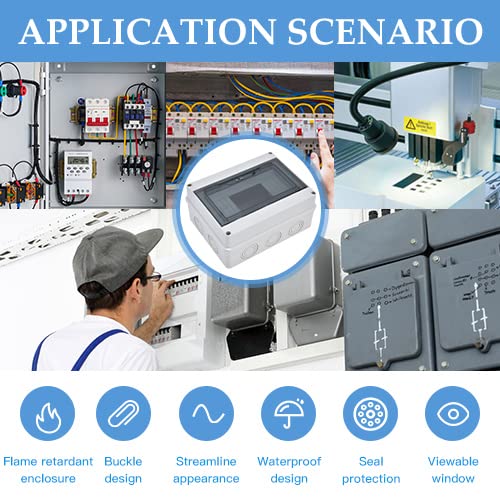 Miniatura 4 de Caja de protección de distribución de ABS IP65, caja de distribución de disyuntor impermeable de 8 vías, caja de distribución de 8 rieles DIN para