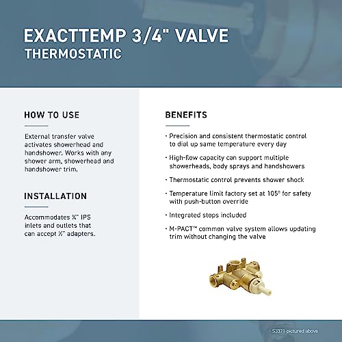 Kit de acabado para válvula termostática Moen Voss Chrome ExactTemp, válvula requerida, modelo T4691 miniatura 3