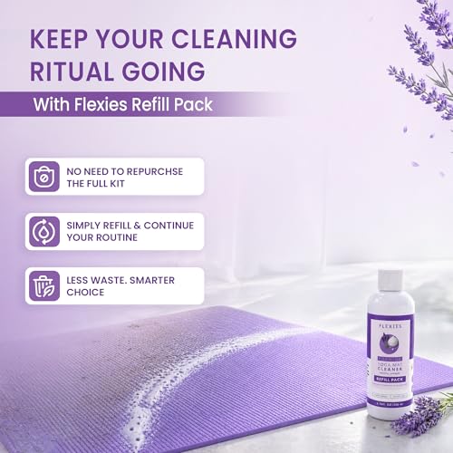 Image of Flexies Foaming Yoga Mat Cleaner Refill Pack | Plant-Based Foaming Spray | Deep Cleans Yoga and Pilates Mats, 6.76 fl oz, Lavender