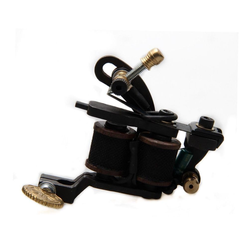 1 Pcs Of Coil Tattoo Machine 10 Wrap Tattoo Coils Cast Iron Frame For Liner Black