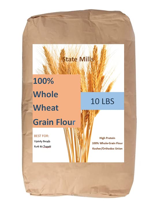 Chakki Atta 100% Whole Wheat Flour 10 lbs bag - High Protein - Kosher - Ideal For Variety Breads And Indian Roti/Chapati