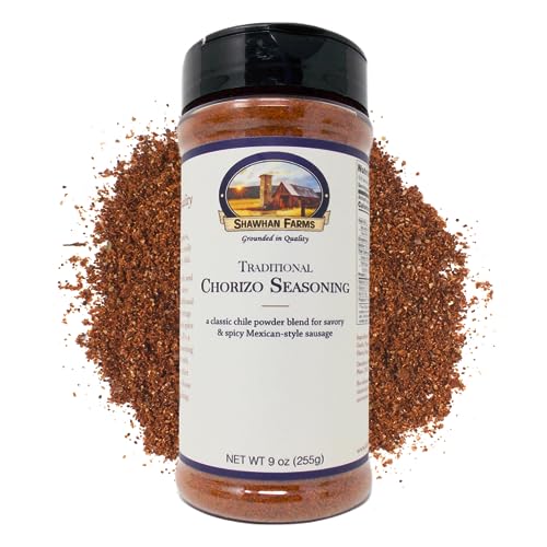 Shawhan Farms Traditional Chorizo Seasoning, Classic Chile Blend for Mexican Style Sausage, Garlic and Warm Spices, Small Batch USA, 9 oz