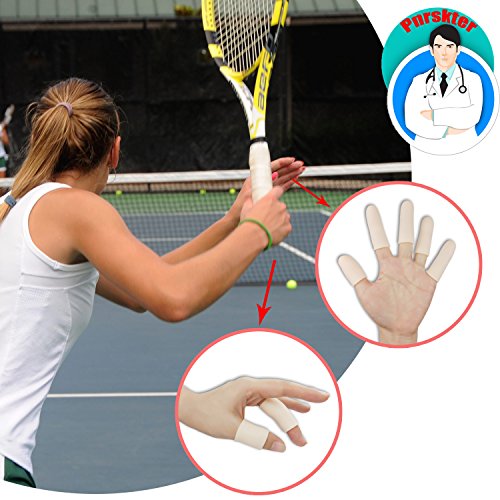 Image of Pnrskter Gel Finger Cots, Finger Protector Support(14 PCS) NEW MATERIAL Finger Sleeves Great for Trigger Finger, Hand Eczema, Finger Cracking, Finger Arthritis and More. (10pcs Long + 4pcs Short)