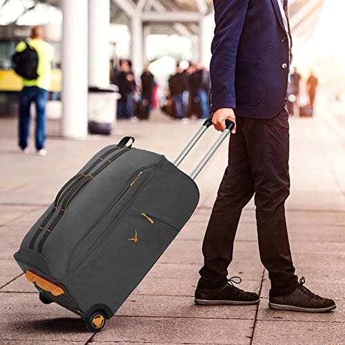 Hynes Eagle Carry on Luggage Rolling Wheeled Duffel Bag Softside Luggage Checked Suitcase 26 inch,64L,Grey