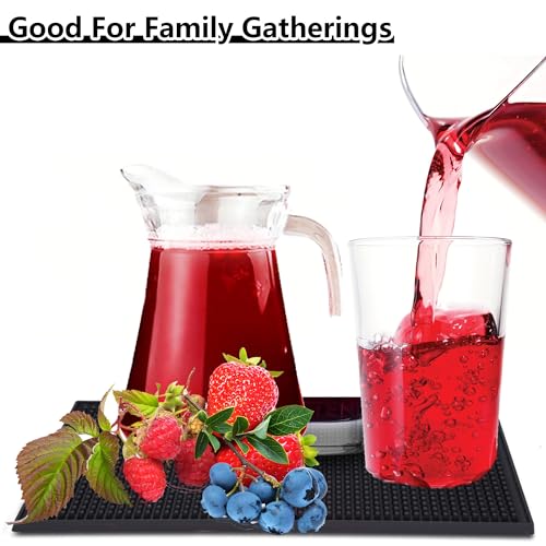 CiciIng 2 Stück 30 x 15 cm Barmatte, Gummi Abtropfmatte Geschirr, Kaffee Tampermatte, Überlaufmatte Schnell Trocknend für Bar Küche Café Restaurants Theke (Schwarz)