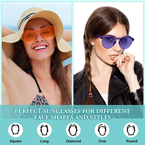 42 Pairs Rimless Round Party Sunglasses Candy Color Fun Sunglasses Colored Tinted Eyewear Colorful Retro Eyeglasses for Women Men, 21 Colors4