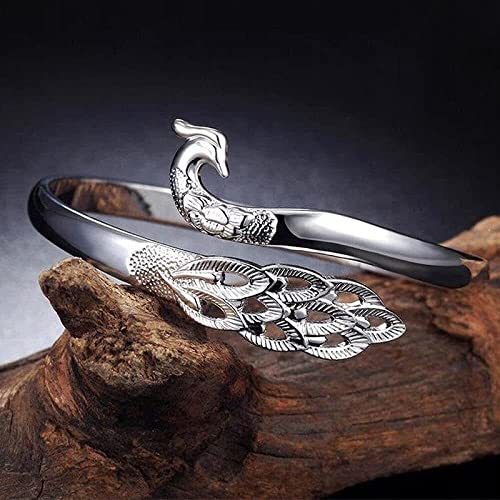 Pulsera Fénix tallada hueca de plata para lucir en cenas especiales y eventos de moda 2
