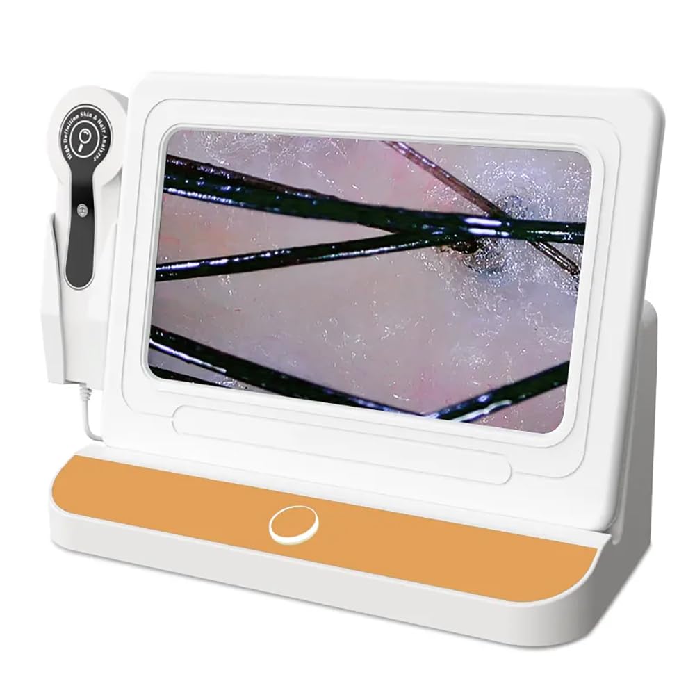 Hair Scalp Analyzer, Hair Detector Analyser Machine with HD LCD Screen and 50X/200X Magnifying Lens, 10 Million Pixels, Support Freeze-Frame Pictures, Suitable for Skin Care, Beauty, Home Salon