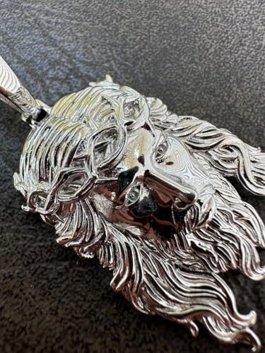 HarlemBling HEAVY SOLID Jesus Piece - Very Detailed Pendant Solid 925 Sterling Silver High Polish Finish - 3 Sizes Great For Any Necklace4