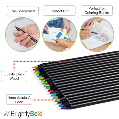 Brightlybold PN36C71 7 In 1 Wooden Rainbow Pencils 36 Pack Black Wood Multicolored Rainbow Colored Pencils thumb #4