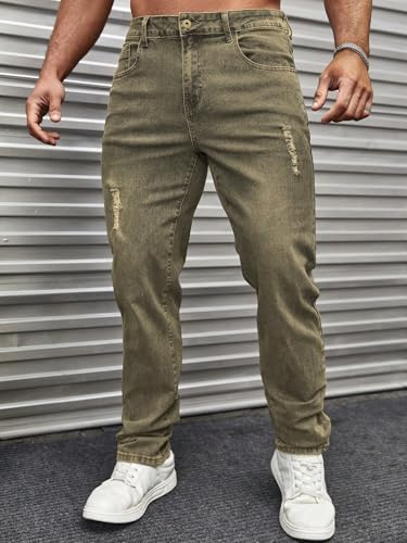 Image of URBAN POCKETS Jeans for Men | Distressed Denim Pants with Slim Tapered Fit & Washed Look (Comfort-Tarry-U06-U07)