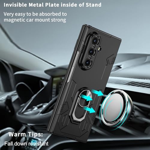 Image of amazon basics Shield Armor Pro Case for Samsung Galaxy Z Fold 6 Ring Holder Stand Back Case Cover for Samsung Galaxy Z Fold 6 - Black