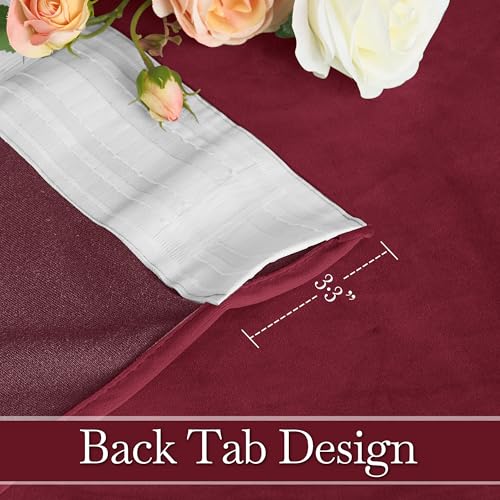 Image of RYB HOME Burgundy Velvet Curtains 96 inches for Bedroom Living Room | Thermal Insulated,Room Darkening,Super Soft Velvet,Christmas Backdrops,Movie Theater Stage Party Decor,W52 x L96,2 Panels
