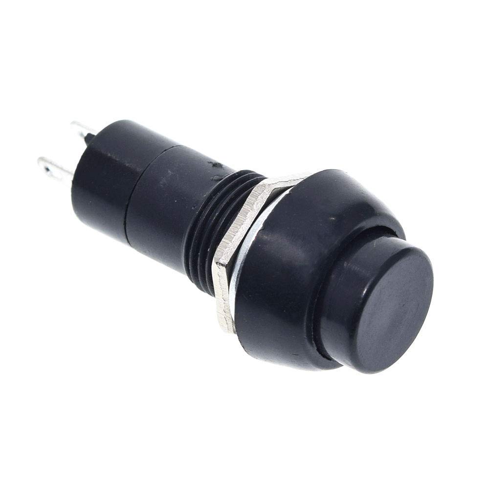 KEKEYANG 1Pack=5pcs PBS-11B 2PIN 12mm No Lock Self-Lock ON OFF Push Button Momentary Switch 3A 150V Black Blue Red Green Yellow (Color : Black) Board