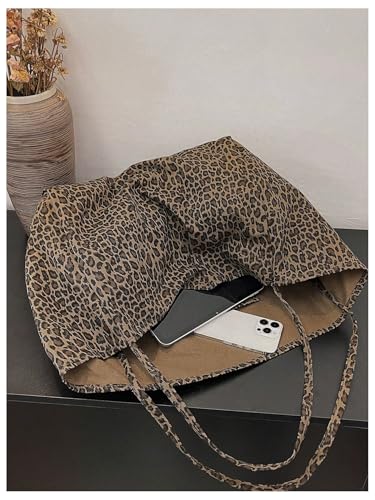 Image of MakeMeChic Women's Leopard Tote Bag Cheetah Oversize Shoulder Bag Weekender Bag
