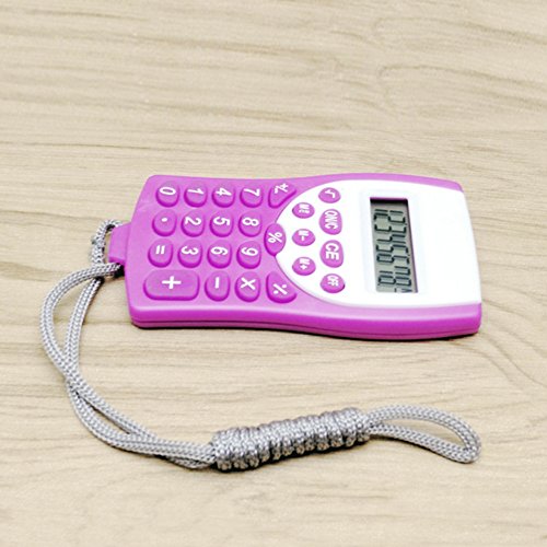Rubber Keys 8 Digit Mini Calculator with Neck Lanyard, 5 Colors, Send by Random