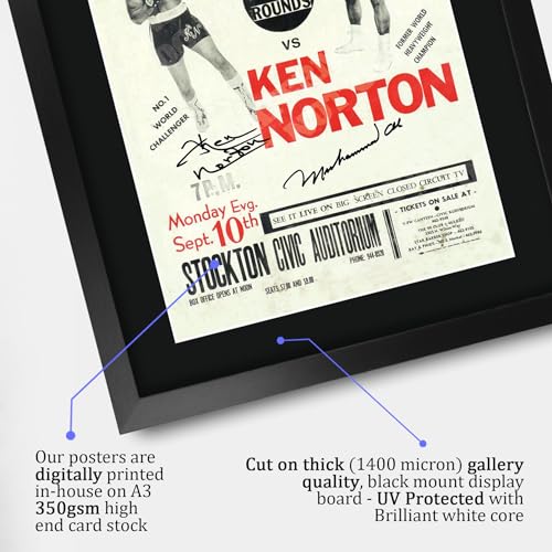 HWC Trading FR A3 Ken Norton v Muhammad Ali 1973 Bout Gifts Printed Signed Autograph Poster for Boxer Memorabilia Fans - A3 Framed - Image 4