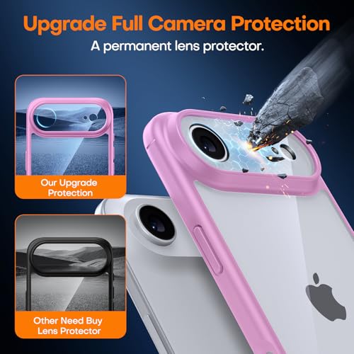 Image of TAURI for iPhone Air Case, with Screen Protector, Pink | Full Camera Protection, Anti-Yellowing Military-Grade Protection Shockproof Slim Phone Case for iPhone 17 Air
