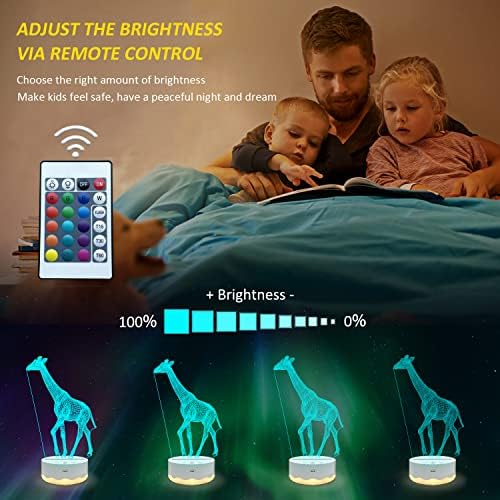 Giraffe Gifts, Giraffe Night Light, 3D Illusion lamp with Remote + Touch 16 Color Flashing Changing + Timer Desk Lamps Kids Room Decor Best Festival Birthday Gifts