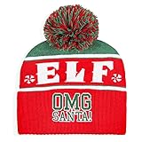 Bioworld Elf The Movie Embroidered OMG Santa! Cuff Pom Christmas Adult Beanie Hat