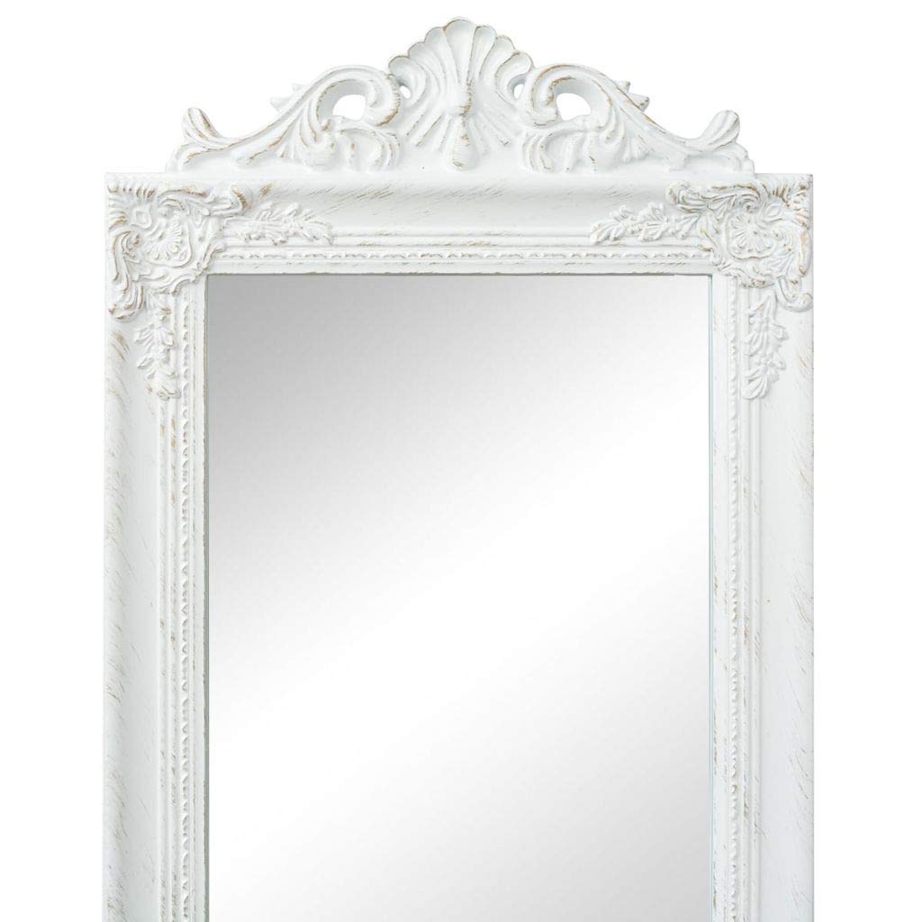 Festnight- Specchio da Pavimento in Stile Barocco 160x40 cm Bianco
