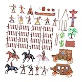 Hohopeti 43 Piezas Figuras de Simulación Miniatura Realistas de Vaqueros y Caballos para Decoración y Educativos
