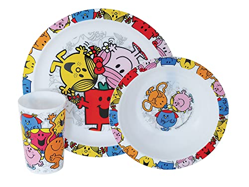 FUN HOUSE 005185 Monsieur Madame Ensemble de Repas pour Enfants Polypropylène Multicolore 26,5 x 7 x 25 cm 3 Pièces
