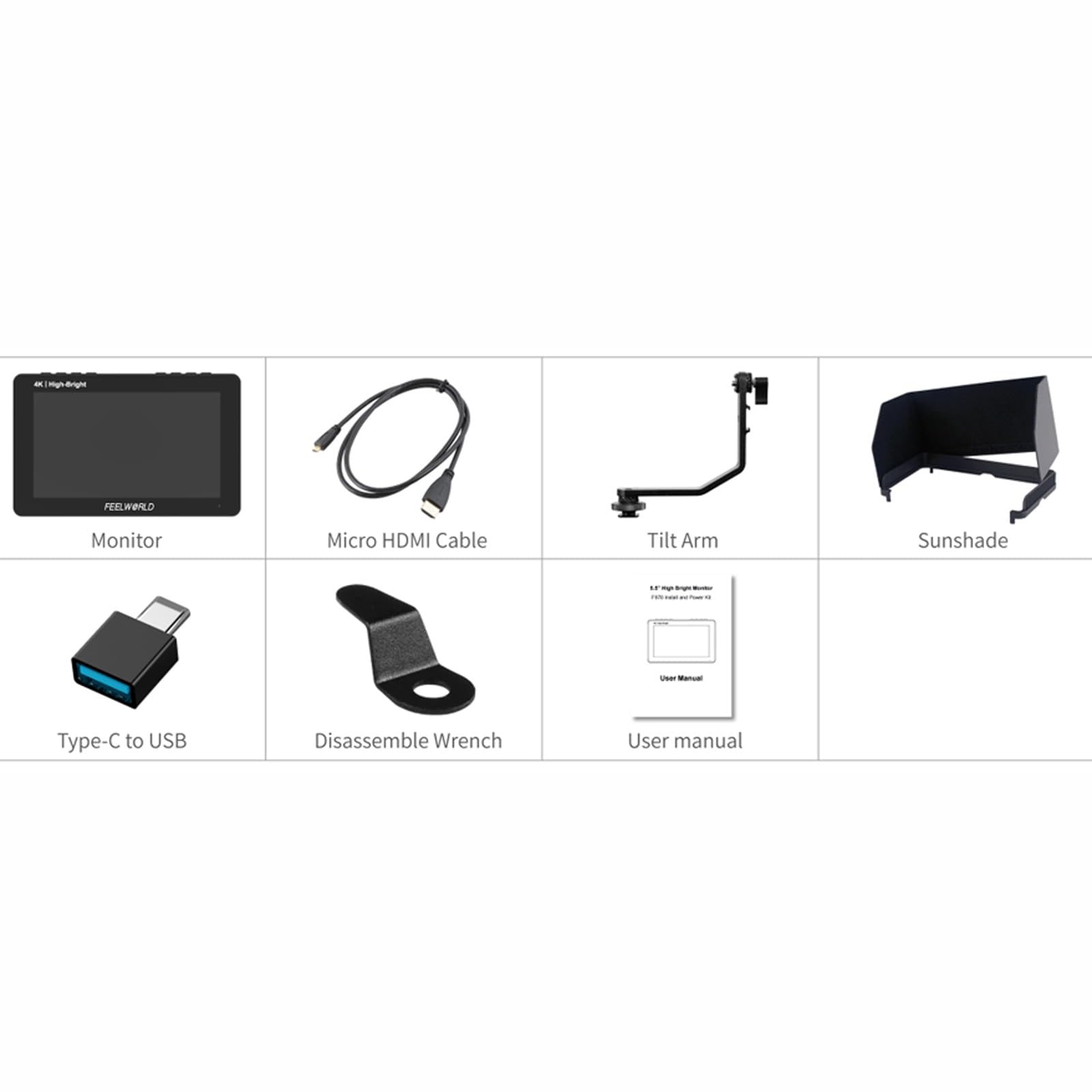 Amazon | FEELWORLD F5 PROX+NP-F970 バッテリー+充電器 ケース付き