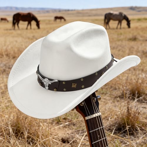 Image of Cowboy Hat for Men Women Suede Western Leather Cowgirl Hats Uniex Hat