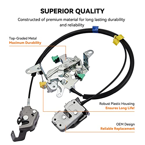 Image of SYERAL Door Lock Latch & Cable Passenger Side Rear Right 6C3Z-28264A00-A Compatible with 1999-2007 F250 F350 Super Duty, Upper and Lower Latches Assembly