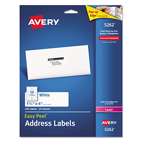 Étiquettes d'adresse Avery faciles à décoller Laser Ave5262 pour enveloppes et colis