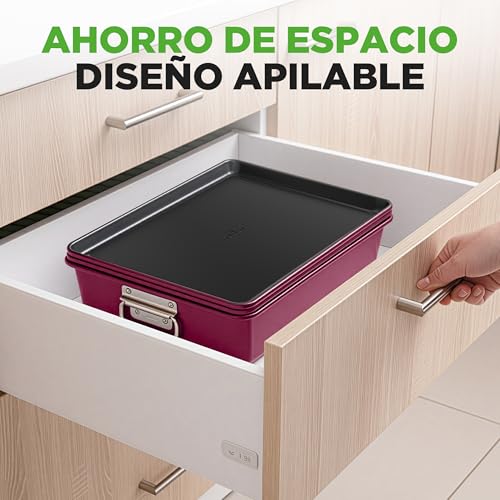 Moldes apilables Nutrichef para ahorrar espacio en la cocina y hornear libre de PFOA 3