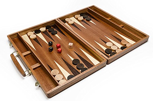 Wooden Magic Real Backgammon Oscuro - Gran 50cmm 19,7 de Backgammon de Madera Artesanal