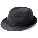 Coucoland Panama Hut Mafia Gangster Herren Fedora Trilby Bogart Hut Herren 1934s Gatsby Kostüm Filz Dunkelgrau L