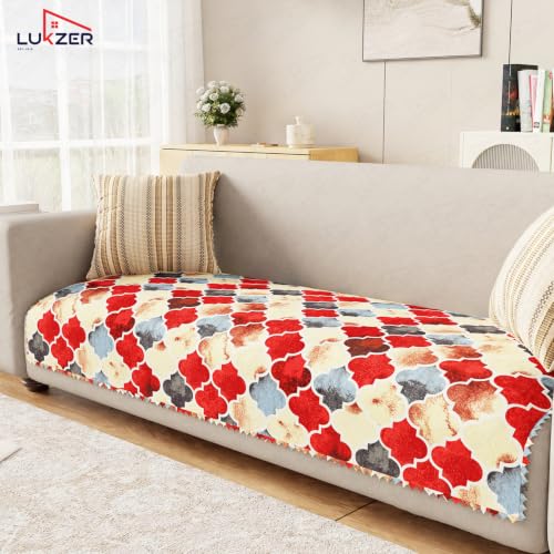 Image of Lukzer 4 Seater Sofa Cover Mat Reversible Quilted Sofa Seat Protector with WaveEdge Ultrasonic Cut - Dessert Jewel - Washable Anti-Slip Sofa Throw for Living Room Couch Cover 220 x 85 CM /SC-202-04WE