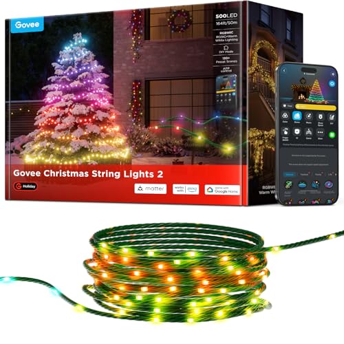 Govee RGBICW Weihnachtsbeleuchtung Außen, 500 LEDs Christmas Lights,...