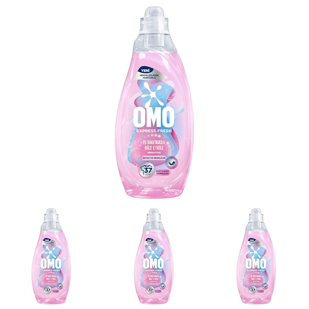 OMO Express Fresh Sensitive Beyaz & Renkliler 37 Yıkama, Sıvı Çamaşır Deterjan (4 paketi)