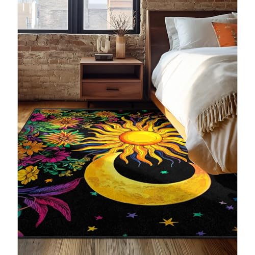 Tapete decorativo bohemio celestial 5x8 pies suave flannel miniatura 3