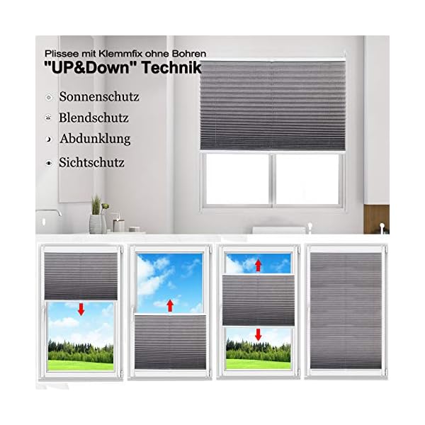 WOLTU Pleated Blinds Polyester No Drilling Easy Fix Pleated Shades Instant Temporary Privacy Blinds for Window or Door Crushed Look #391 - Image 4