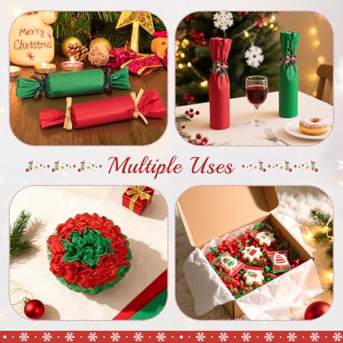 Image of Simetufy Christmas Tissue Paper for Gift Bags, 30 Sheets 20 x 30 Inches Christmas Tissue Paper Sheets Bulk, Red and Green for Gift Wrapping, Crafts, Birthday, Wedding, Holiday Decor and DIY