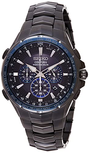 SEIKO メンズ セイコー ドレスウォッチ(モデル:SSG021) ブラック、グレー、ブルー クロノグラフ ステンレス鋼