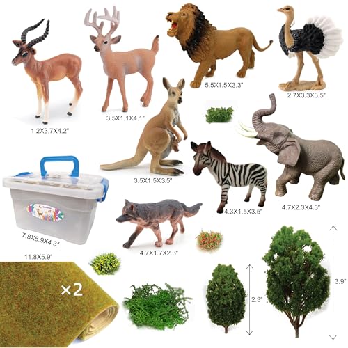 QuarenDen African Rainforest Diorama Animals, Model Scenery Kit, 16PCS, Rainforest Diorama Supplies for Kids School Projects Party Favors Birthday Presents - Image 2