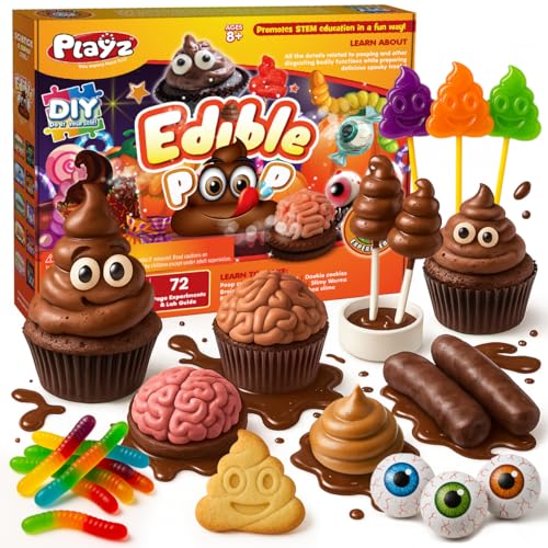 Image of Playz Edible Poo Candy Making Kit for Kids Age 8-12 Years Old with 30+ Fun